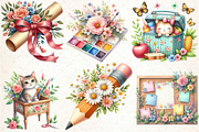 Watercolor Spring School Clipart, an Illustration by DreamCafeArt (Thumbnail 2 of 5)