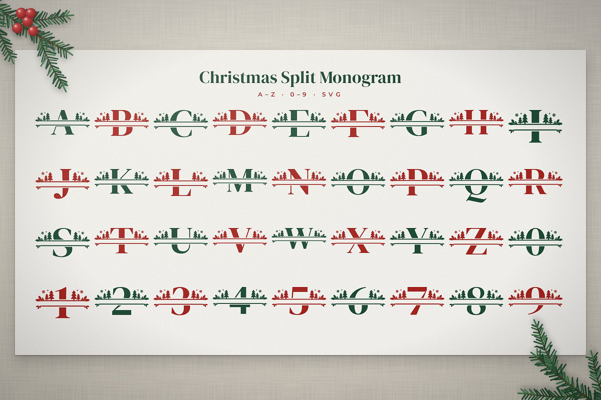 Christmas Split Monogram Font, a Symbol Font by vladocar (Photo 6 of 6)