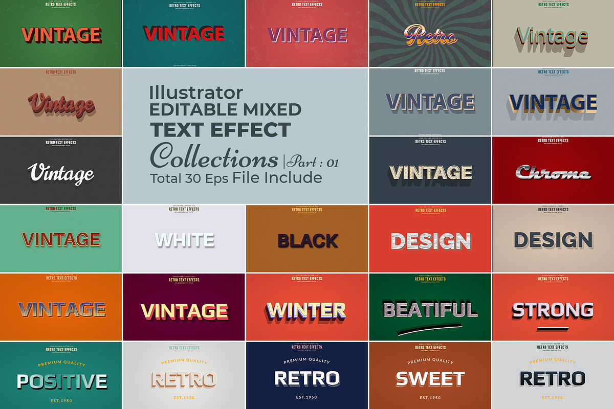 Editable Retro Vector Text Effect, a Plug-in Add-On by Photoshop Action (Photo 1 of 11)