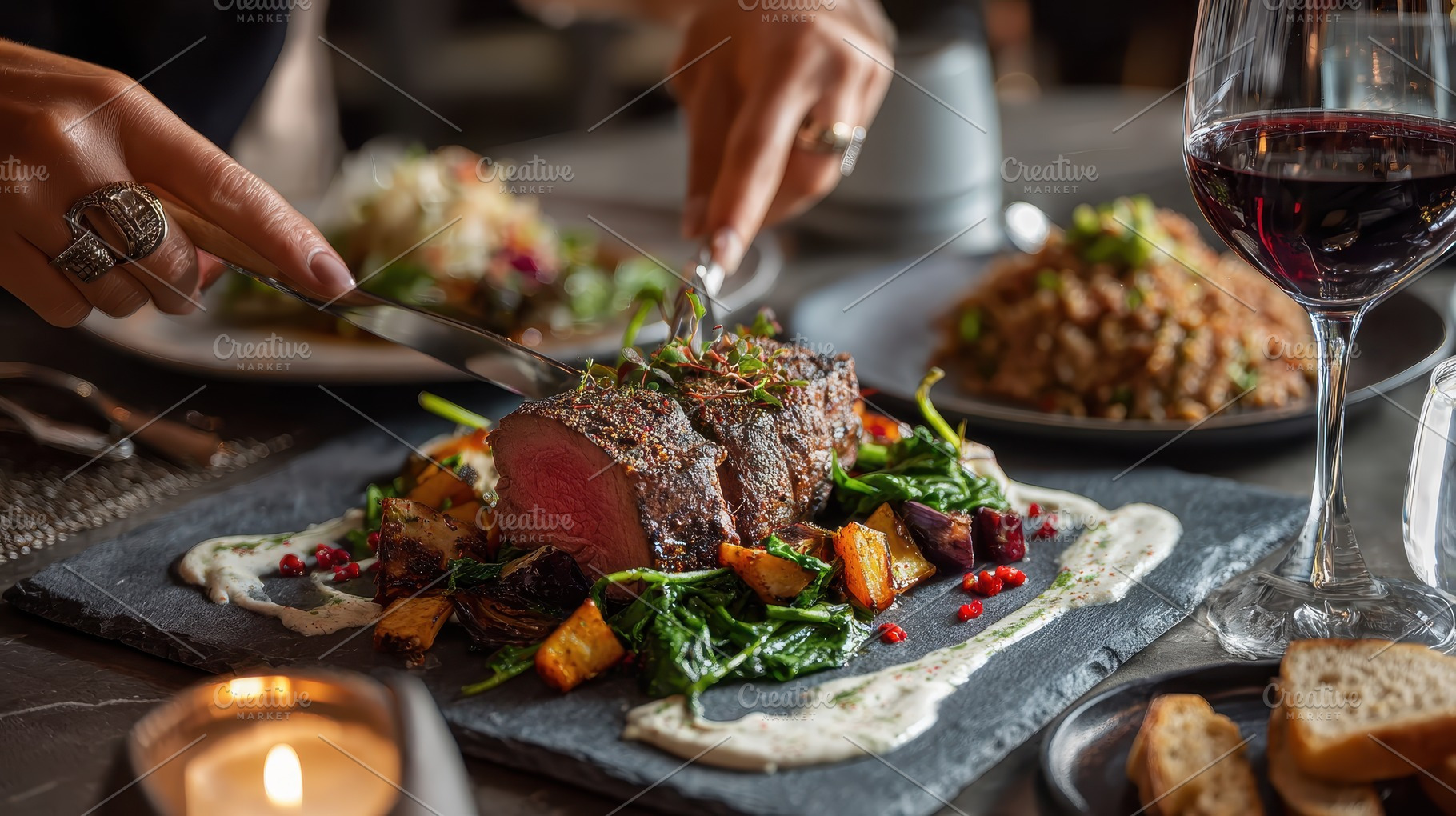 Delicious Grilled Steak Dinner Gourm, a Photo by Pixeness Studio