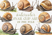Watercolor snail clip art, an Illustration by Libby Wishes (Thumbnail 1 of 7)