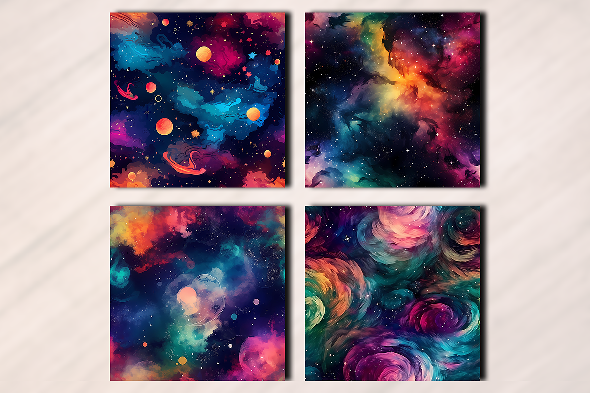 Watercolor Galaxy Seamless Pattern, a Pattern Graphic by Leakedink (Photo 3 of 3)