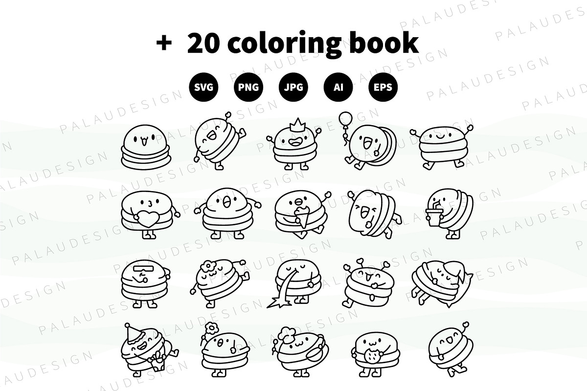 Macaron Character Bundle, a Food Illustration by Palau (Photo 8 of 9)