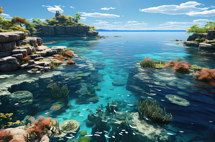 Aerial Splendor - Great Barrier Reef from Above. Generative AI, a Nature Photo by designvectx