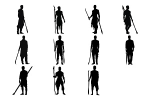 trirbe man Holding Spear Head silhou, a Person Illustration by Unique Design Team