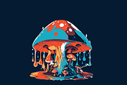 mushroom house Dripping t shirt, a Print Template by RAHMAT (Thumbnail 1 of 2)