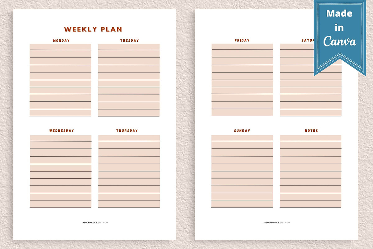 Weekly Planner Template, Canva, a Templates & Theme by Jaboor Magics (Photo 2 of 5)