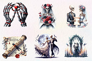 Halloween Skeletons Wedding Clipart, an Illustration by CreationArt (Thumbnail 3 of 9)