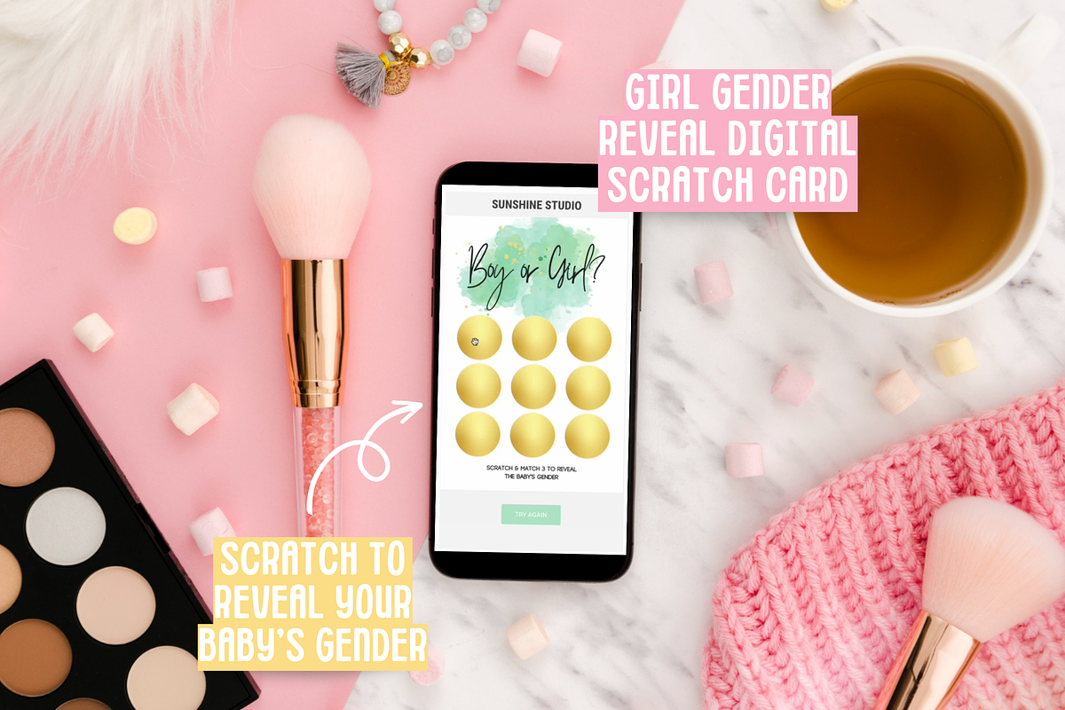 Girl Gender Reveal Scratch Card, an App Template by SunshineStudioBoutique (Photo 6 of 9)