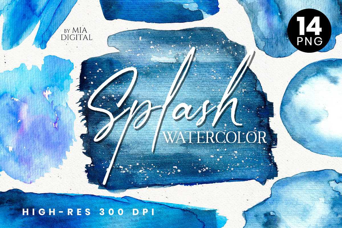 Blue Galaxy Watercolor Logo Splash, a Texture Graphic by Mia Digital (Photo 1 of 4)