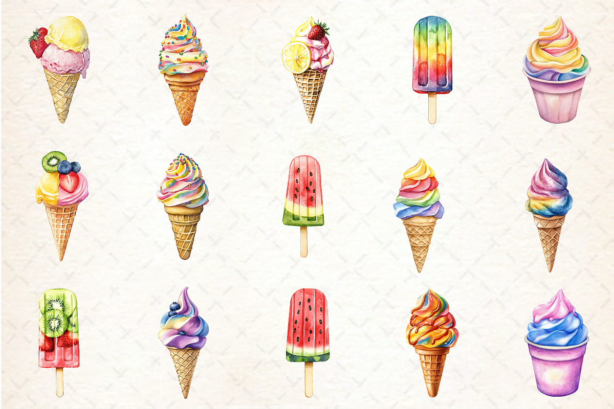 Colorful Summer Ice Cream Clipart, an Illustration by Rose Art (Photo 3 of 4)