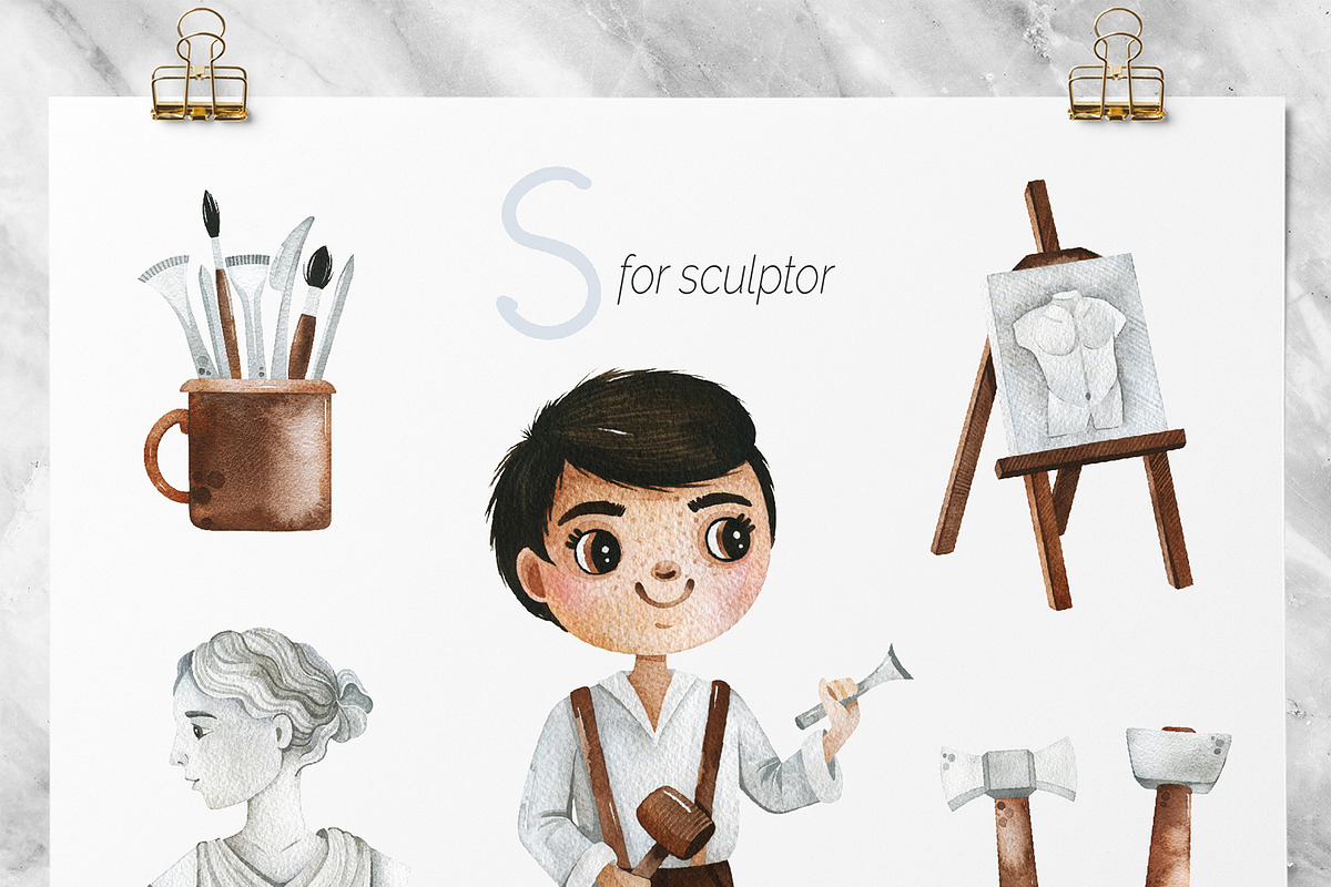 Cute Alphabet Professions. Part 2, an Object Graphic by Kate_Rina (Photo 7 of 17)