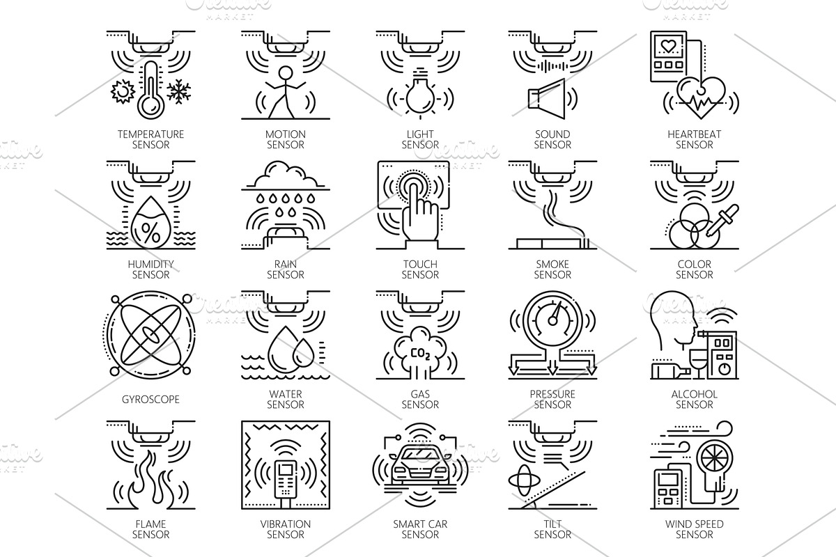 Smart digital control sensor icons, a Technology Illustration by Vector Tradition