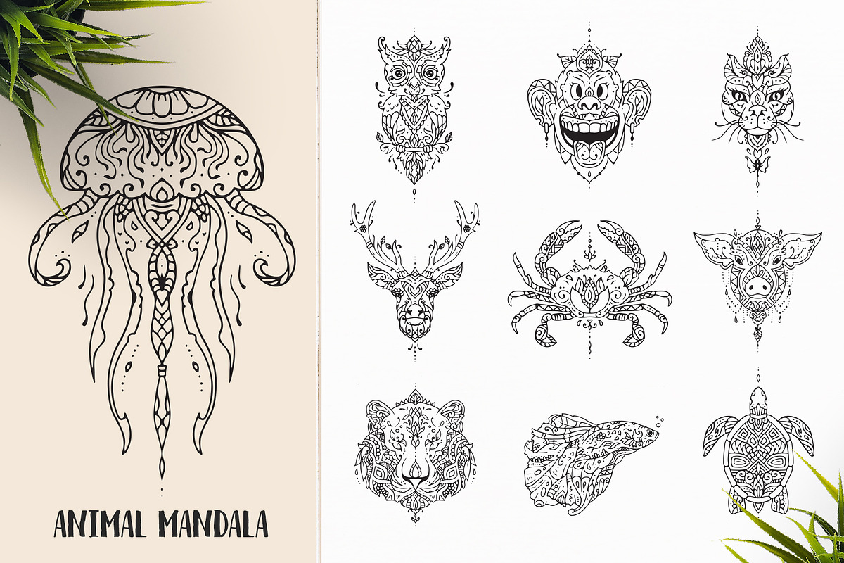 530 Vector Mandala Ornaments, an Animal Illustration by pixaroma (Photo 4 of 55)