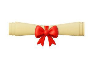 3d Rolled Certificate Scroll with, an Illustration by ModVector