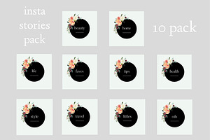 Black & Floral Insta Stories Pack