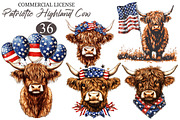 Patriotic Highland Cow Clipart PNG, an Illustration by designcity5 (Thumbnail 1 of 5)