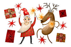 Cartoon Santa & Deer. Christmas, an Object Graphic by the_myro