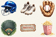 Watercolor Baseball Clipart, an Illustration by OK Design (Thumbnail 3 of 5)