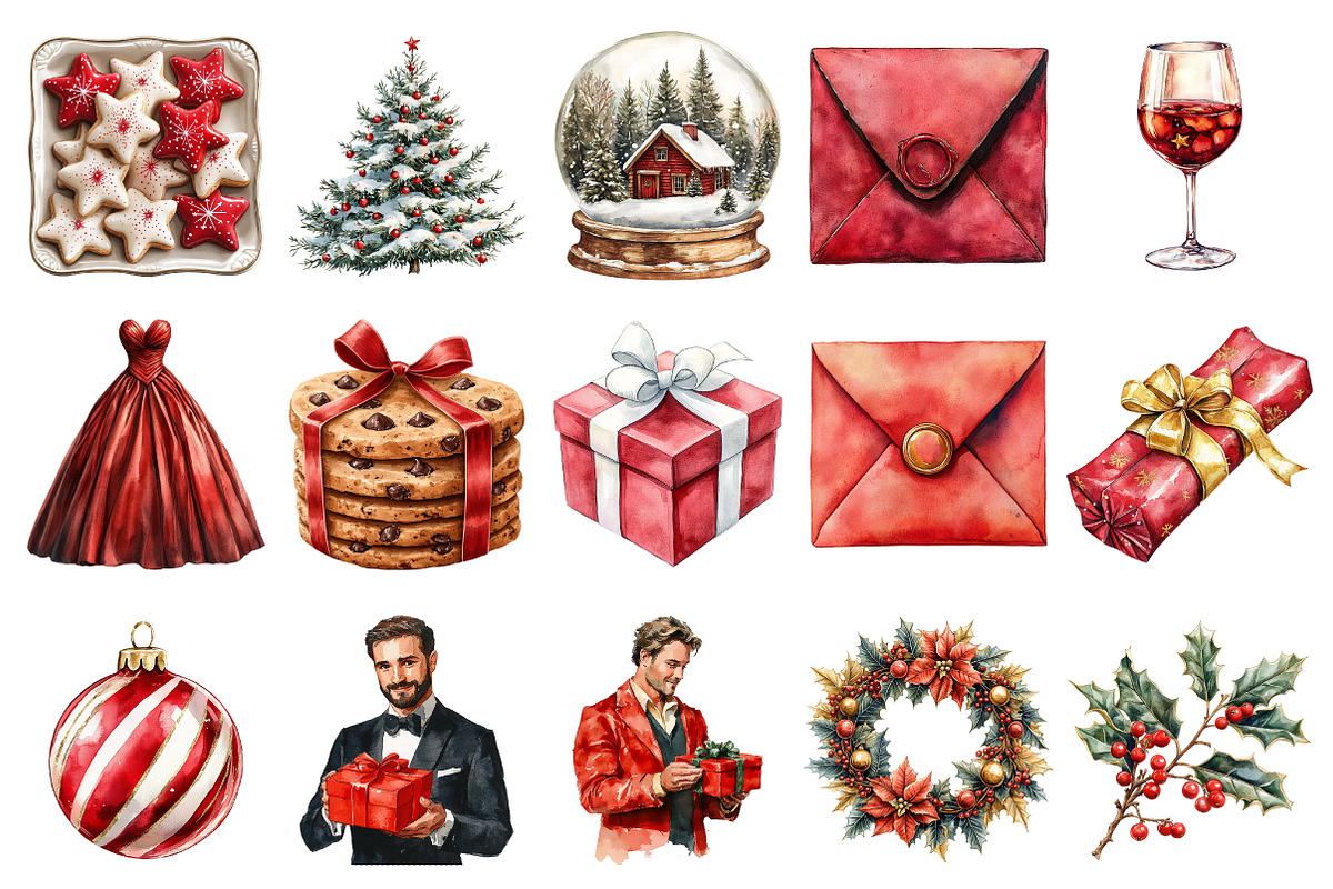 Christmas Elegant Red Clipart, an Illustration by Daily.Designs (Photo 4 of 4)
