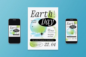 Clean Minimalist Earth Day Flyer Set, a Flyer Template by Aiyari Graphic