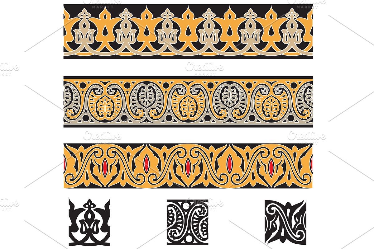 Oriental style ornament elements., an Illustration by piter.goskov