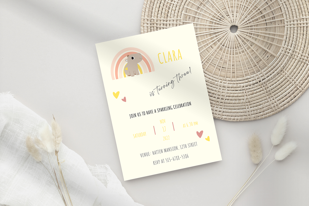 Capybara Kids Birthday Invitation, a Card Template by ReneeW1 (Photo 1 of 3)