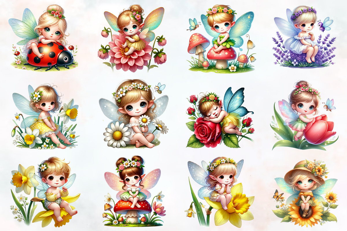 Spring baby fairy clipart, an Illustration by RobertsArt (Photo 7 of 7)