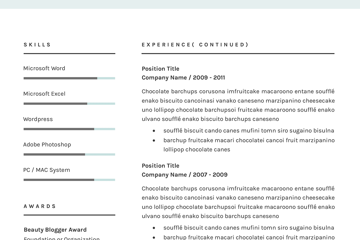 Resume CV Template for Word, a Resume Template by GResume (Photo 8 of 9)
