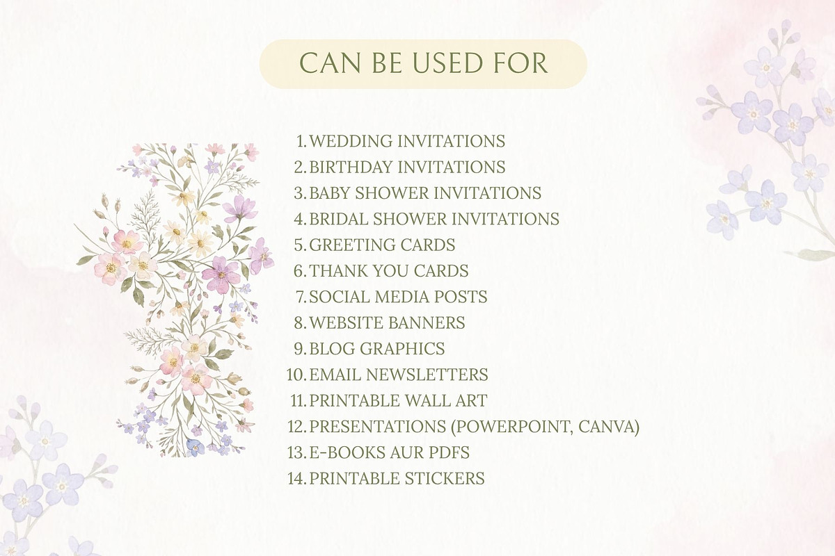 Wildflower Watercolor PNG Bundle, a Decorative Illustration by Arslan (Photo 15 of 16)