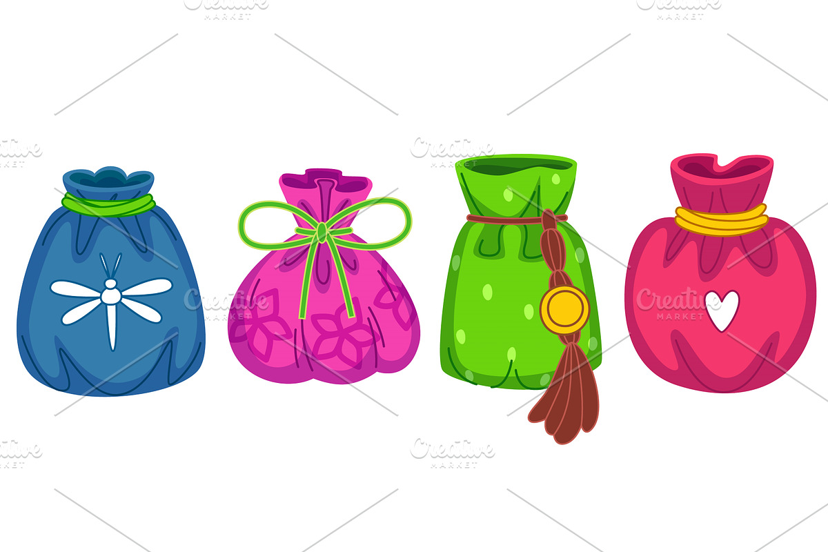 Lucky colorful stylized pouches set, an Object Illustration by art PVP - market