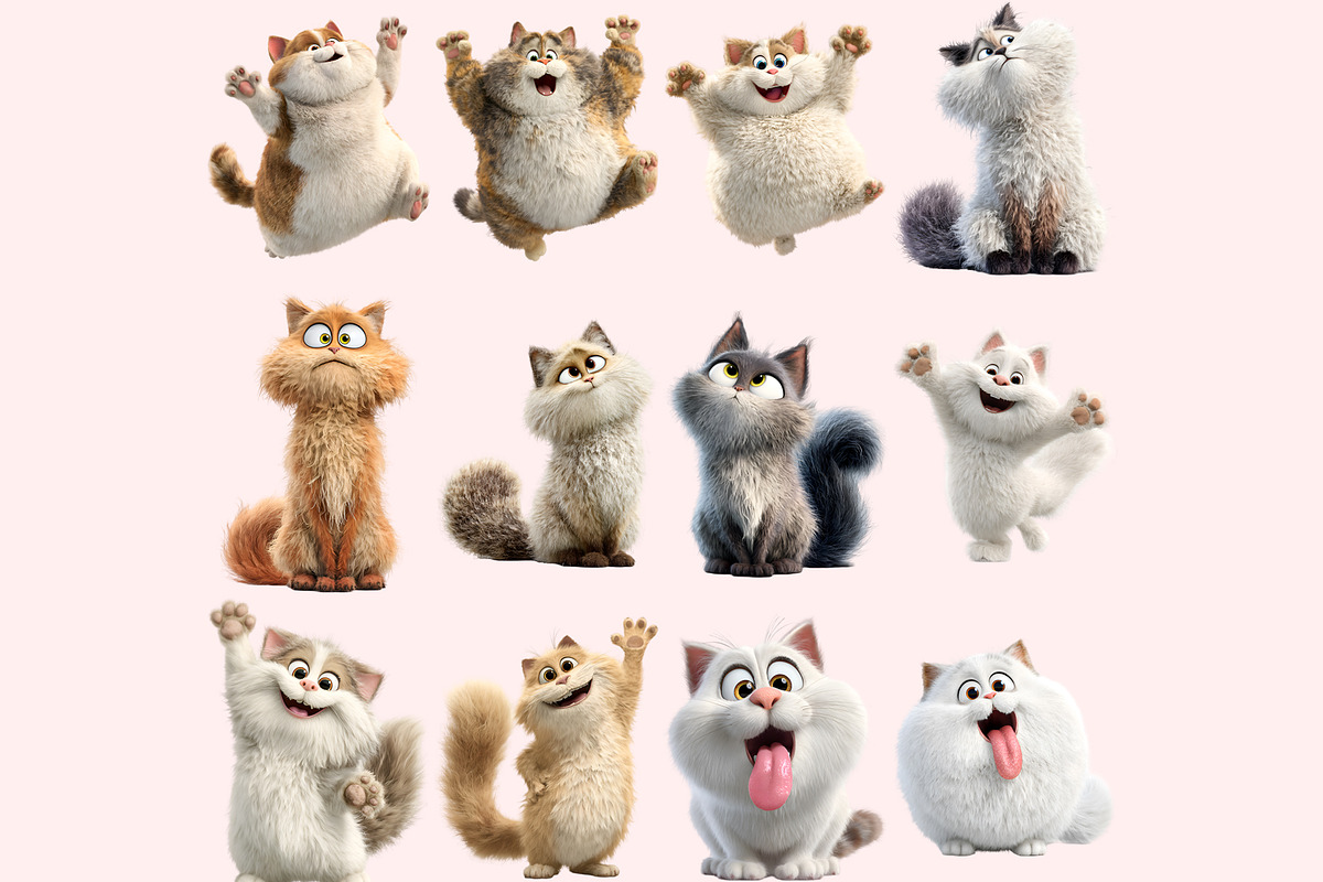 Funny Cat Clipart PNG Bundle, a Graphic by M9 Design (Photo 4 of 9)