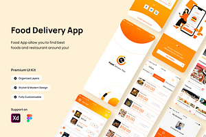 Food Delivery App - Figma & XD UI, a Templates & Theme by Basma Designs