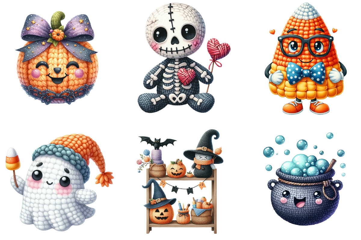 Cute Halloween Crochet Illustrations, an Illustration by DreamArtGraphic (Photo 3 of 5)