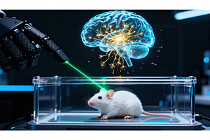 White laboratory mouse observed in, a Technology Photo by tilialucida