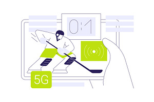 5G sports broadcasting isolated, a Technology Illustration by Visual Generation