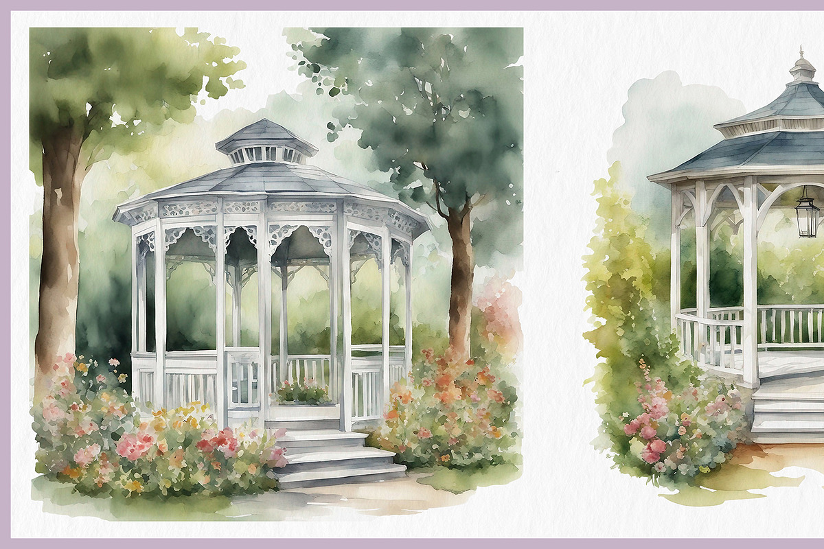 Garden Gazebo PNG Clipart Bundle, a Decorative Illustration by Digital Dreamscaping (Photo 5 of 10)