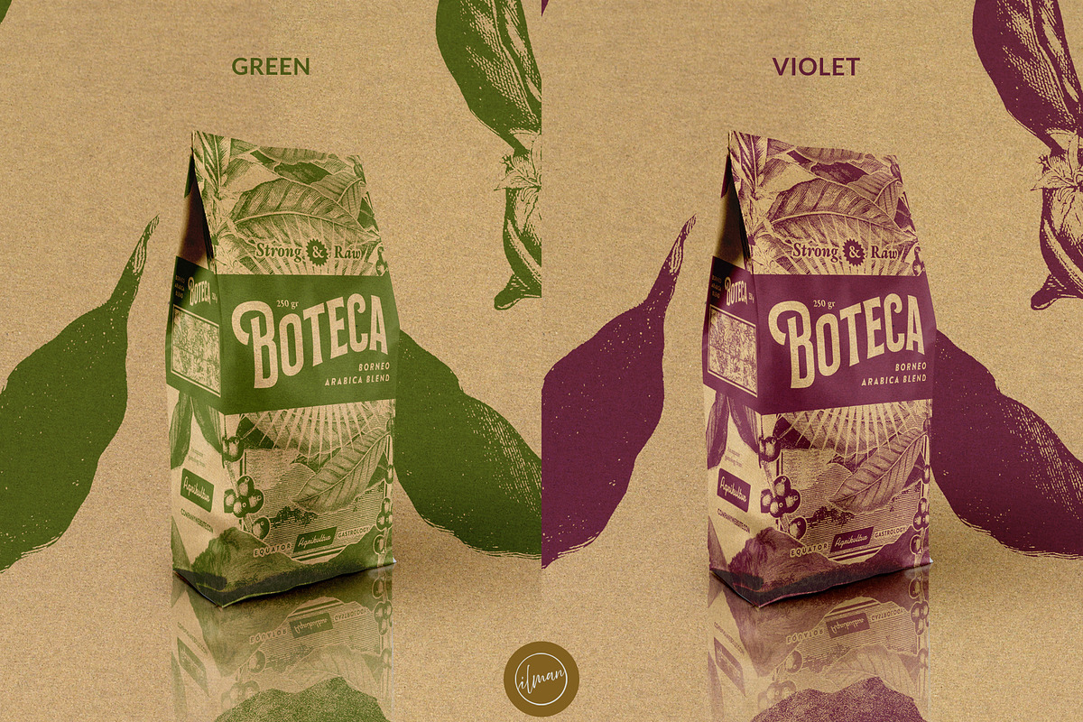 Boteca Mono-Gusset Coffee Packaging, a Marketing Template by Ilman (Photo 3 of 6)