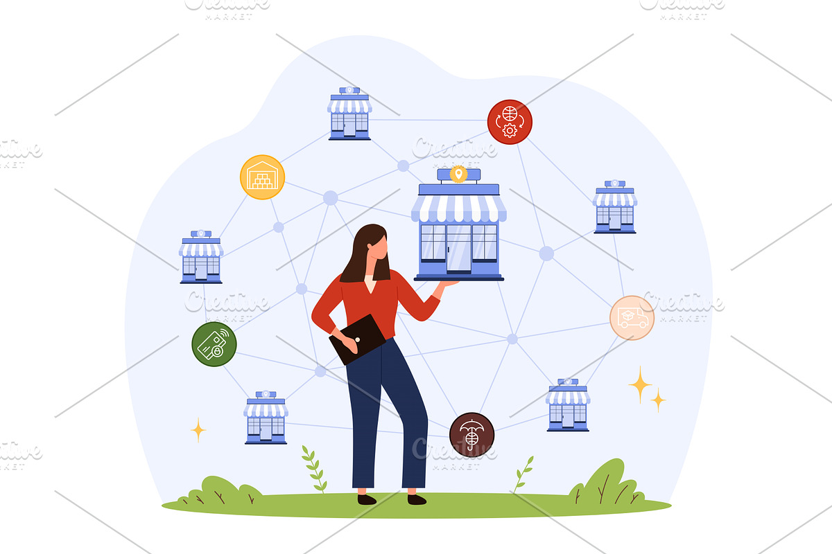 Franchise Network Concept with, a Person Illustration by Flashvector