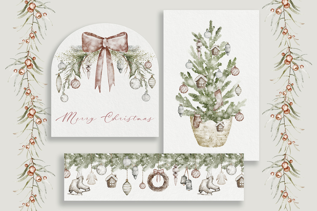Boho‑Nordic Christmas Watercolor Set, a Seasonal Illustration by LenArt (Photo 2 of 17)