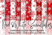 Red & White Snowflakes, an Illustration by Mashimara (Thumbnail 1 of 5)
