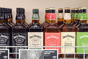 Jack Daniels whiskey bottles in shop, a Food & Drink Photo by BOOCYS