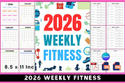 2026 Weekly Fitness Planner, a Stationery Template by Designmela01 (Thumbnail 1 of 7)