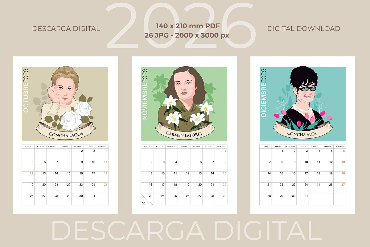2026 Calendario Literatrices, an Illustration by La Inspiratriz (Photo 3 of 5)