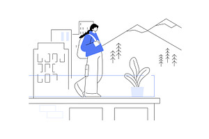 City view isolated cartoon vector, a Person Illustration by Visual Generation