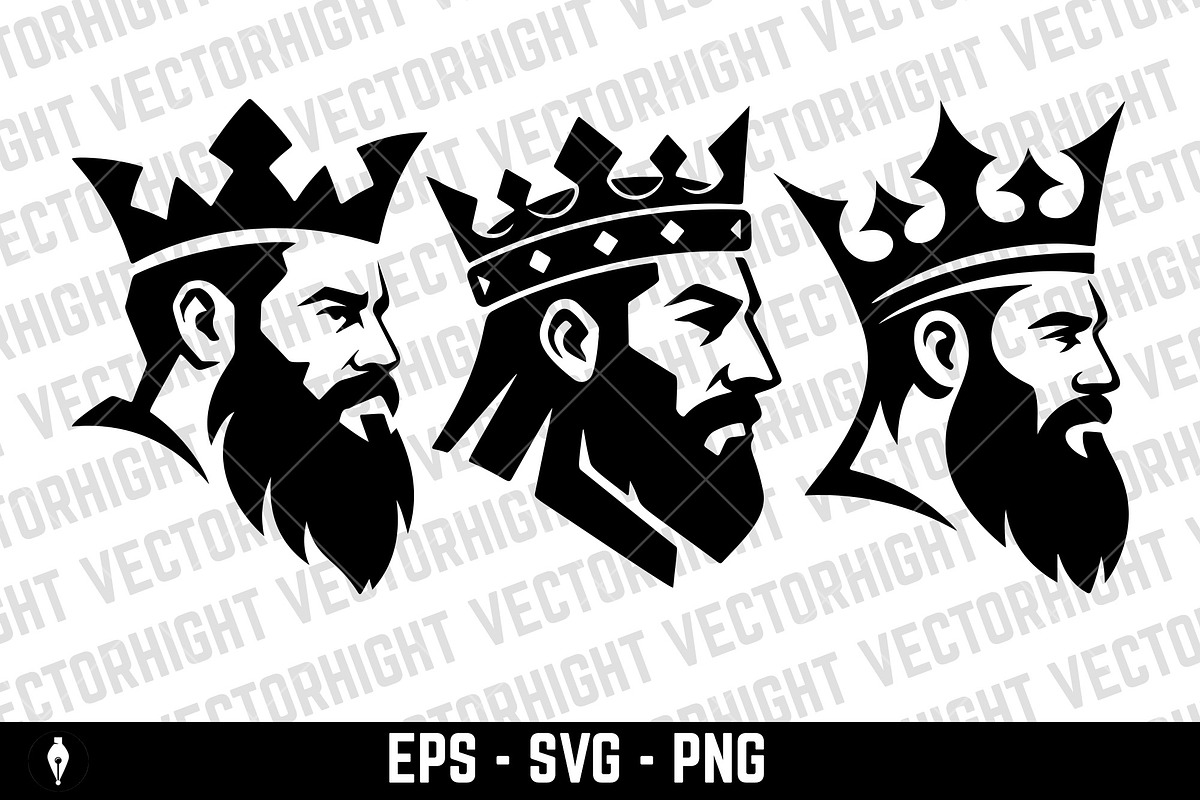 Bearded king wearing a royal crown, a Person Illustration by Vectorhight (Photo 4 of 5)