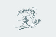 Set of sketches of surfers, a Person Illustration by TheMountBirdStudio (Thumbnail 3 of 7)