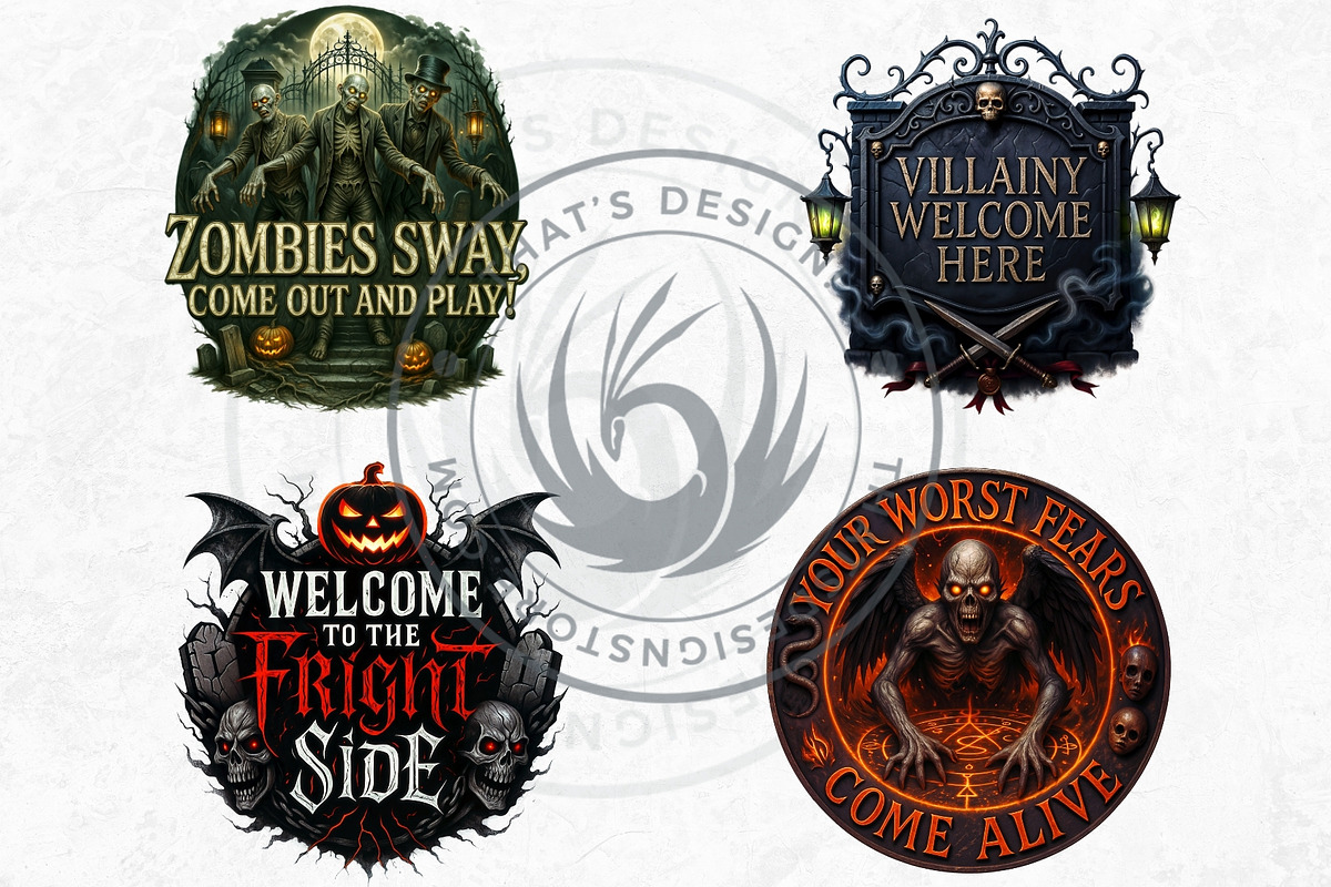 Halloween slogans Clipart V2, a Seasonal Illustration by ThatsDesignArt (Photo 7 of 10)