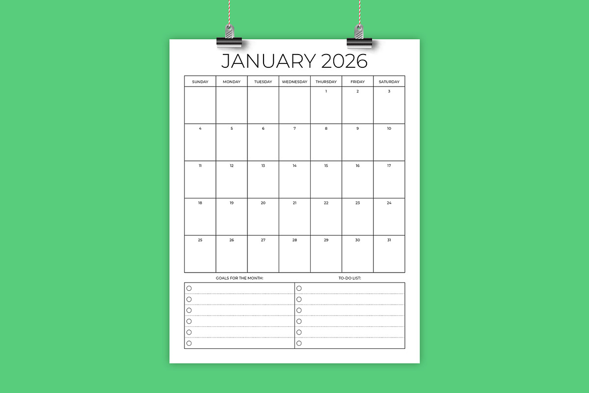2026 Vertical 8.5x11 Inch Calendar, a Stationery Template by Running With Foxes (Photo 1 of 5)