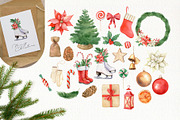 Christmas watercolor clipart set, a Decorative Illustration by Color Hugs Art (Thumbnail 4 of 12)